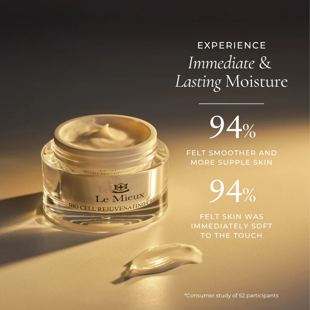 Le Mieux Bio Cell Rejuvenating Cream enriched with peptides and botanical extracts to restore elasticity and moisture.