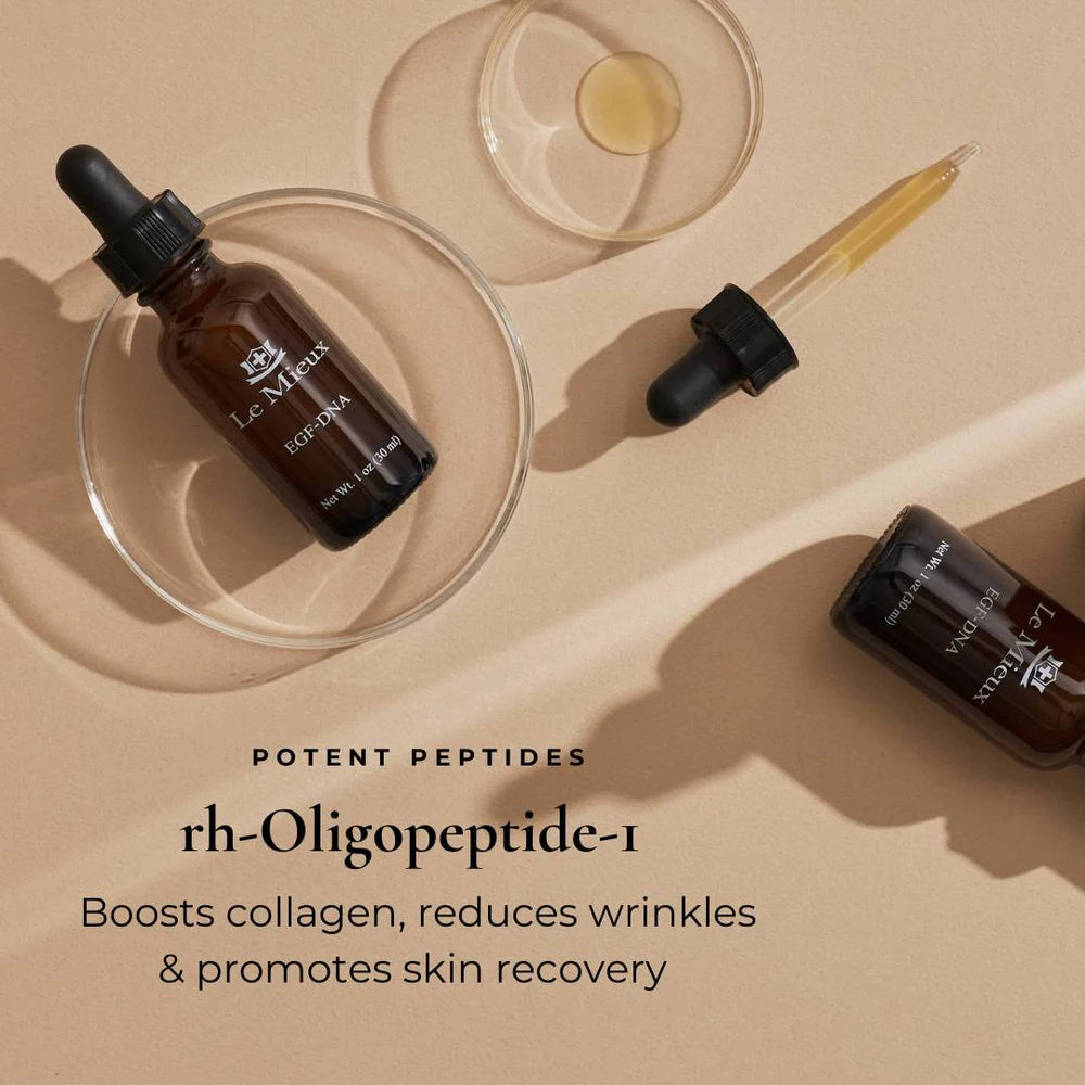 Le Mieux EGF-DNA Serum enriched with oligopeptides and growth factors to boost cell renewal and improve skin elasticity.